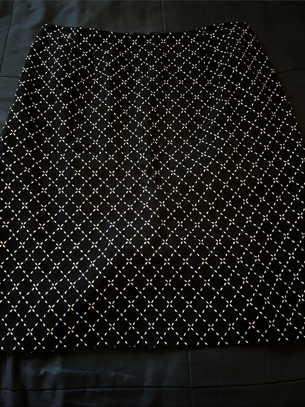 Talbots Black Pencil Skirt with White Diamond Lattice